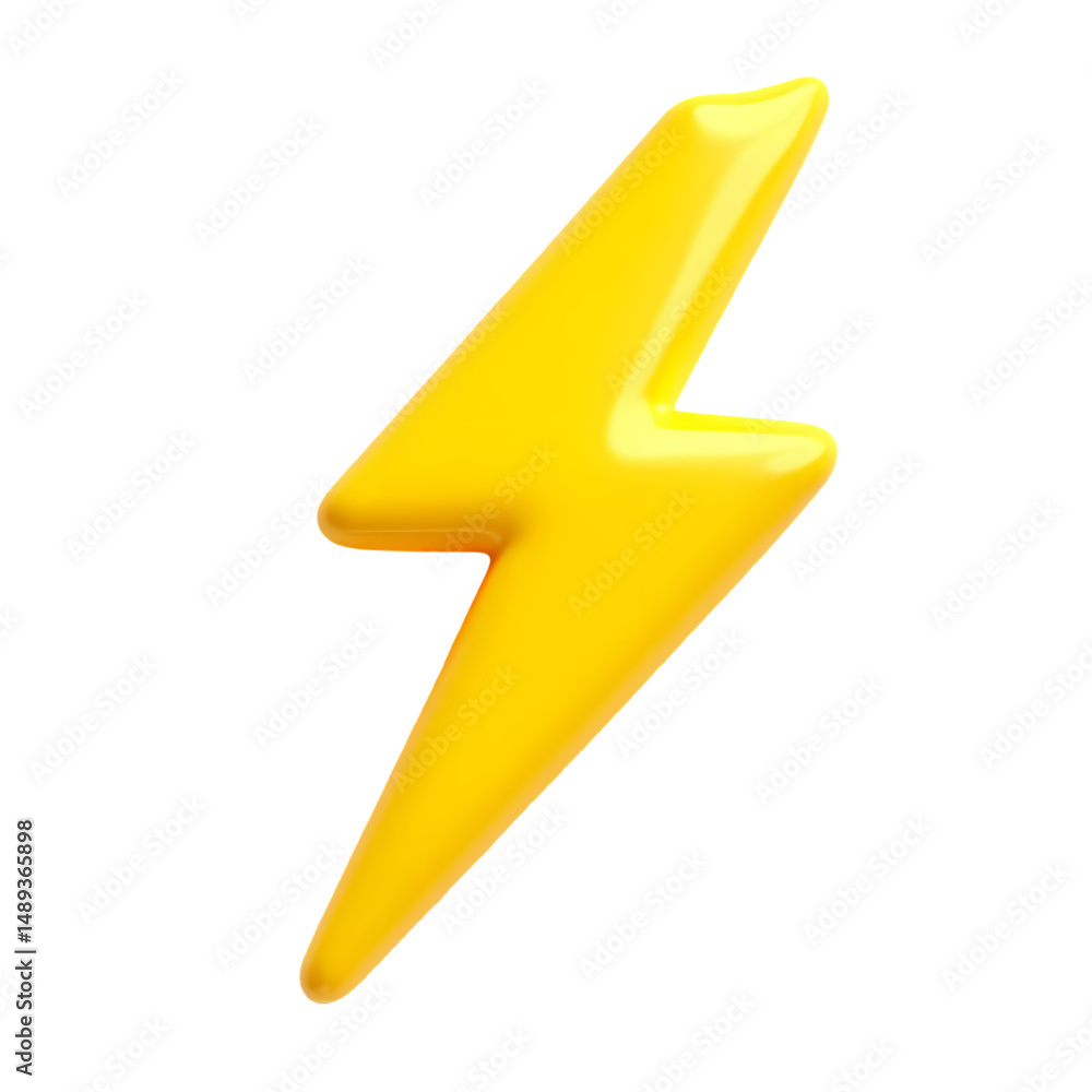 Poster a glossy yellow lightning bolt isolated a solid in a simple graphic design isolated on transparent b