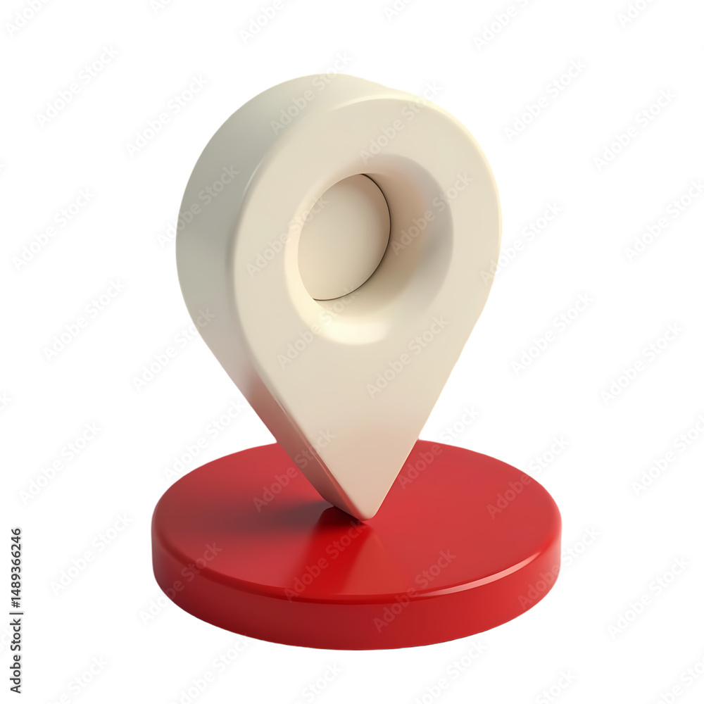 Poster a rendered of a location pin with a red base in a simple style isolated on transparent background