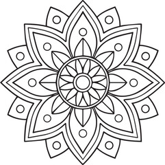 Flower Mandala Coloring Template – Intricate Symmetrical Pattern