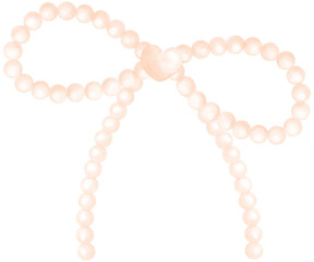 Cute White Pearl Bow with Heart Watercolor Beadded Ribbon Vintage y2k Aesthetic