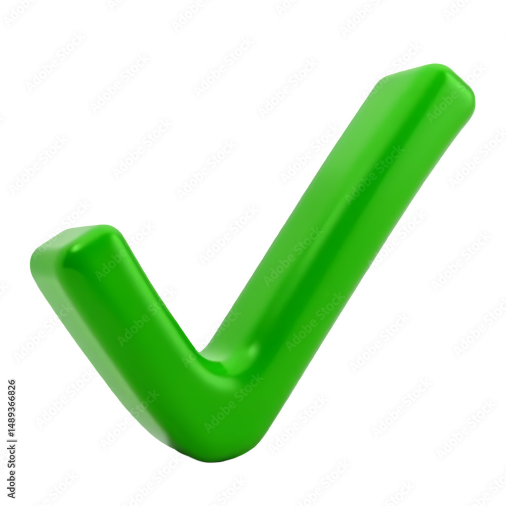 Poster a bright green check mark symbol with rounded edges isolated a solid space isolated on transparent b