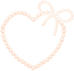 White Pearl Frame Heart shape with bow watercolor