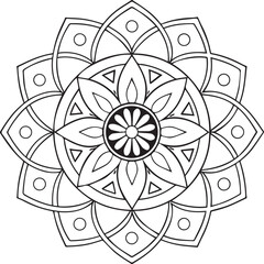 Flower Mandala Coloring Template – Intricate Symmetrical Pattern