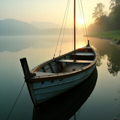 Fototapeta premium boats at sunset