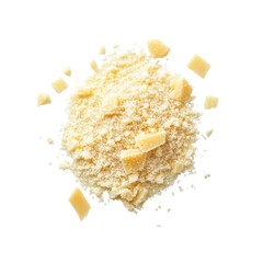 Grated Parmesan Cheese with Chunks, Isolated on Black Background