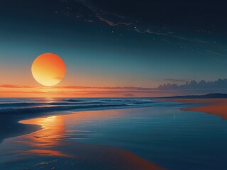 Tranquil Desert Abstraction, Minimalist Desert Balance – Floating Sphere & Blue Origami Shape, Surreal Zen Landscape , Modern Minimal Scene,