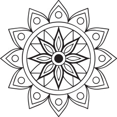 Flower Mandala Coloring Template – Intricate Symmetrical Pattern