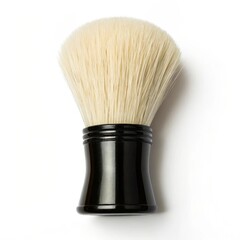 Classic shaving brush with soft bristles and a sleek black handle.
