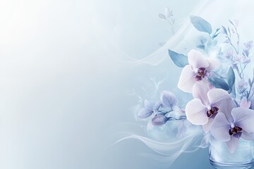 Ethereal Orchid Dream: Soft Blue Floral Arrangement