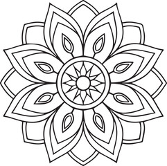 Flower Mandala Coloring Template – Intricate Symmetrical Pattern