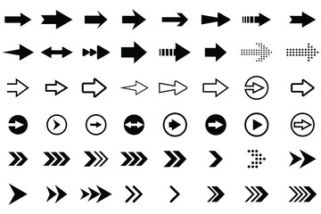Arrow icon set. Arrows. Arrows vector. Many options modern simple arrows. Different cursor arrow direction symbols. Black silhouette arrow icon set. Download icon set. Vector illustration. 