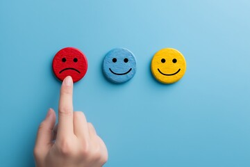 Emotional Expression Choices in Red, Yellow, and Blue Buttons.Generative AI