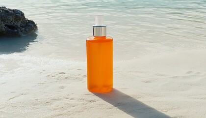 Orange bottle on beach