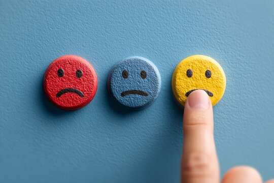 Emotional Rating Scale with Colorful Smiley Faces.Generative AI