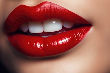 Obraz premium lips are painted with lipstick