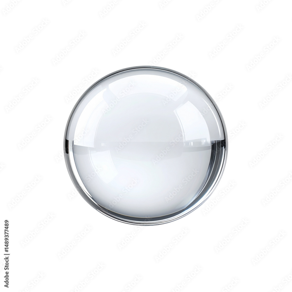 Poster shiny glass sphere reflection abstract background on transparent background 3d
