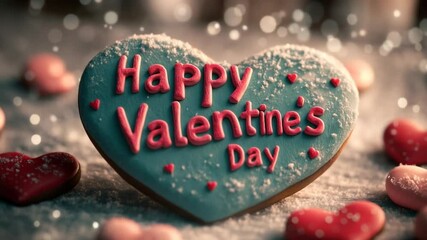 A Sweet Valentine's Day Treat: Heart-Shaped Cookie with Festive Decorations - Powered by Adobe