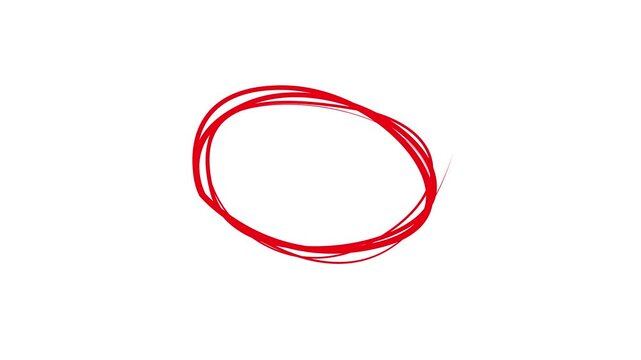 Circle marker with drawing effect, Animated red circle drawn, red marker pen style, doodle red circle marker and underline stroke, Red Circle Highlighter Scribble Animation on transparent background.