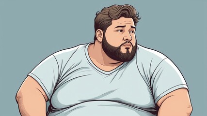 Plus size man Looking up thoughtfully, with a contemplative expression background