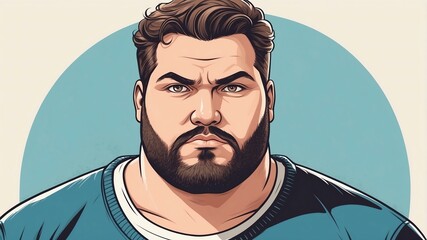 Plus size man Looking directly at the camera with a bold, assertive stare background