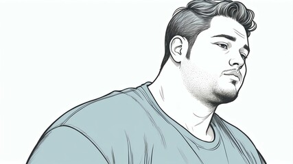 Plus size man Looking away with a serene, peaceful expression background