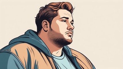 Plus size man Gazing off into the distance with a thoughtful expression background