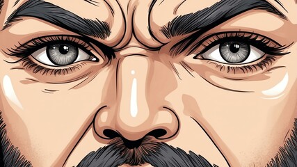 Plus size man Eyes narrowed with an intense, focused look background