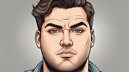 Plus size man Eyebrow raised with a hint of surprise or intrigue background