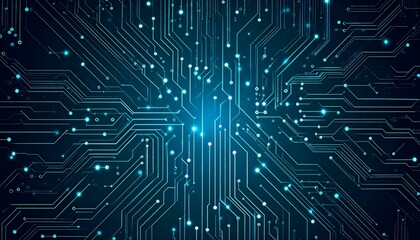 Obraz premium Futuristic Circuit Board Illustration on Dark Background.