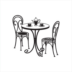 Bistro Table and Chair Silhouette Clipart