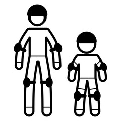 "Wear your helmet and safety pads" icon / illustration / sign