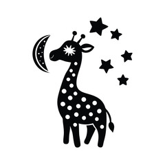 Fototapeta premium giraffe black silhouette illustration 
