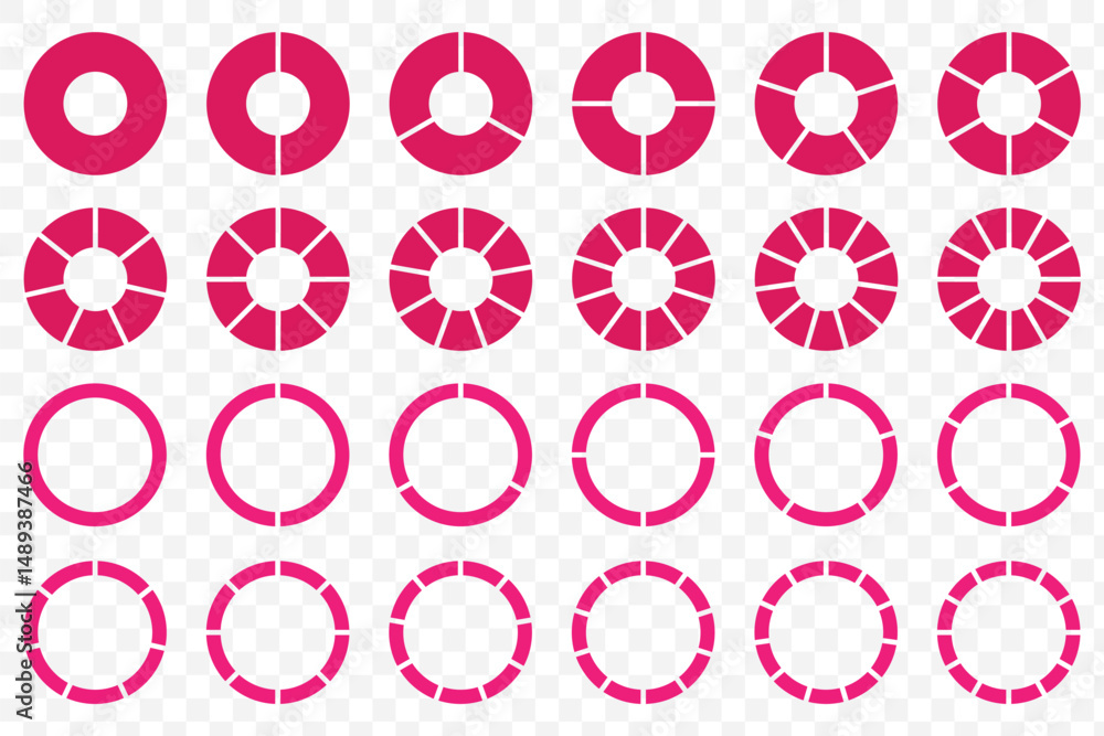 Poster pie chart set circle pie chart diagram. circle icons for infographic. colorful diagram collection wi
