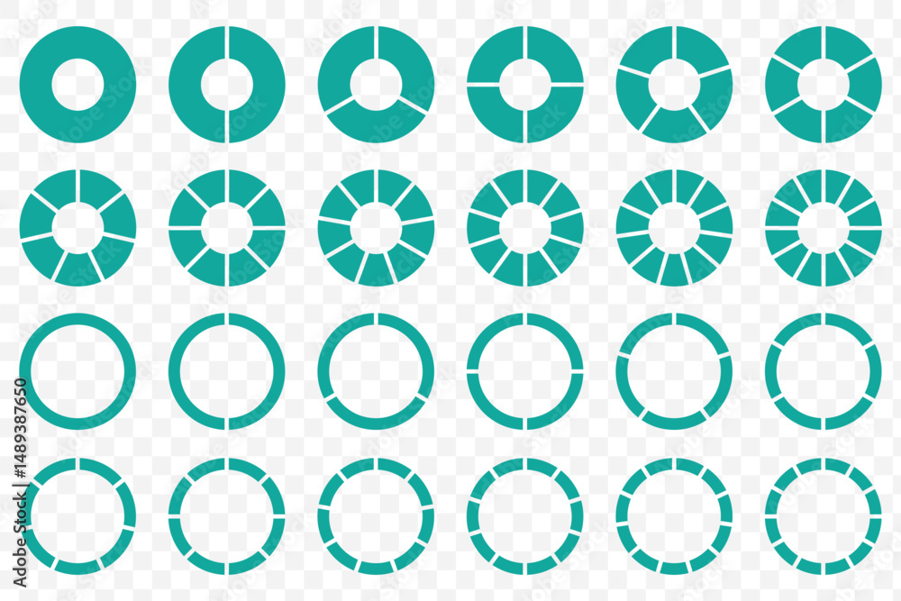 Poster pie chart set circle pie chart diagram. circle icons for infographic. colorful diagram collection wi
