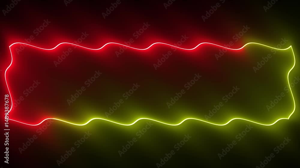 Aufkleber abstract glowing wavy motion rectangular frame with minimal background effects with neon yellow and 