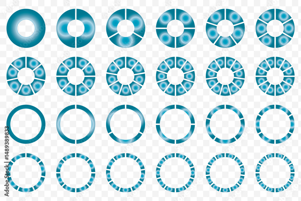 Poster pie chart set circle pie chart diagram. circle icons for infographic. colorful diagram collection wi