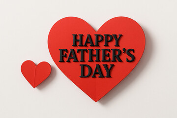 happy fathers day red heart design love message for dad paper shape simple card on white background emotional feeling