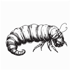 Silkworm Caterpillar Image Vector Isolated on white background 