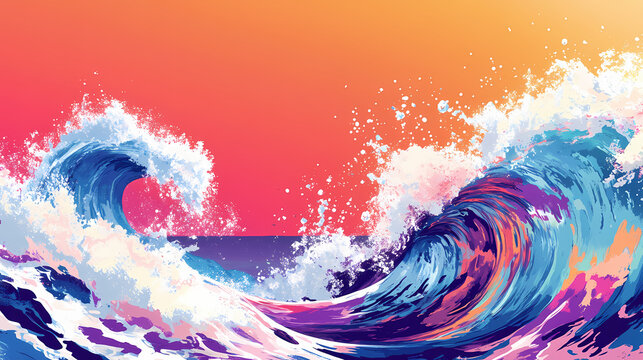 Bright and inviting ocean wave design with ample copy space. [Orbital Echoes] | Deep Field Tone | cold wave. Illustration