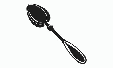 Dessert spoon silhouette, Spoon utensil icon, Small spoon vector, Black spoon graphic, Simple spoon outline, Kitchen spoon shape
