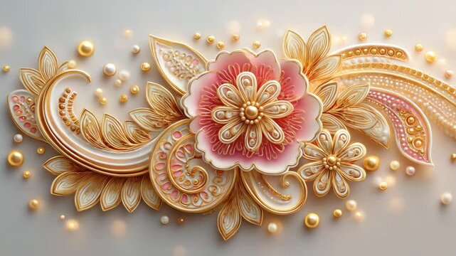 Elegant floral design with delicate embellishments.