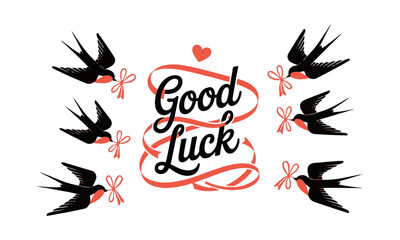 Modern vector illustration of black swallows flying in different directions, easily scalable and editable.