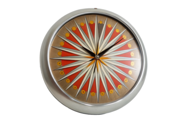 PNG Retro mid-century modern clock with geometric sunburst design