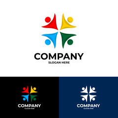 colorful abstract people group community logo design