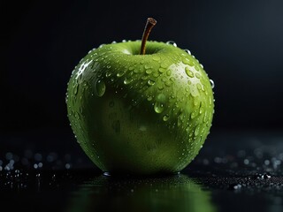  apple with water drops transparent back ground, apple, apple and water drops, 
