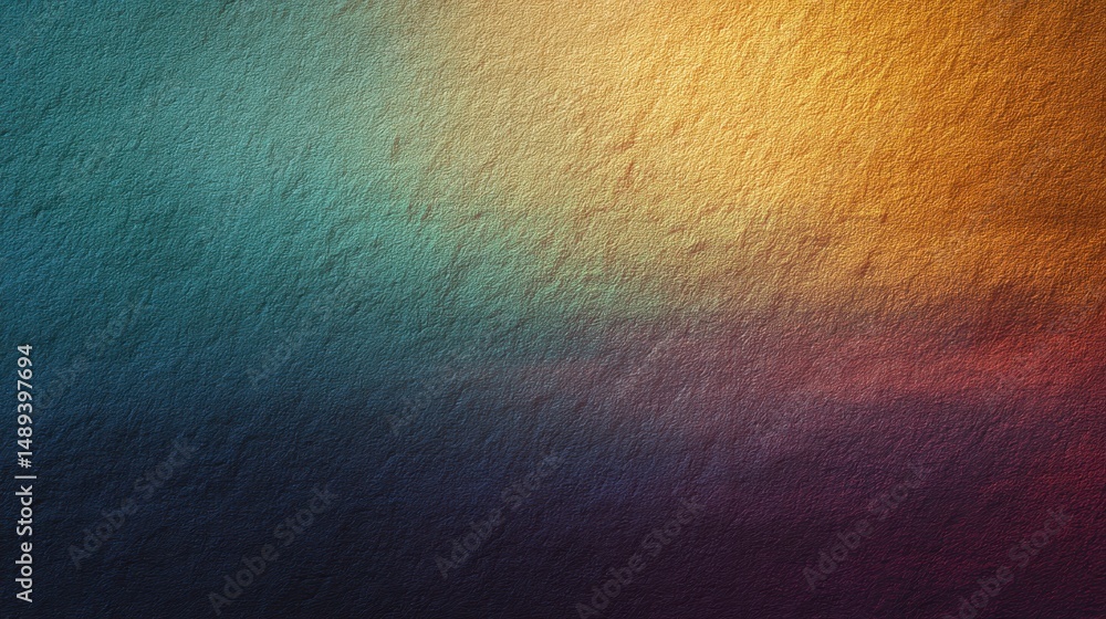 Poster abstract textured background with gradient colors of blue, orange, yellow, and purple creating a war