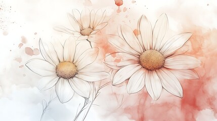 Gentle daisies watercolor illustration