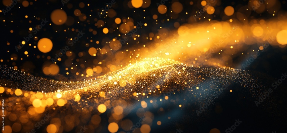 Aufkleber glimmering bokeh lights creating a magical atmosphere with vibrant gold hues and soft abstract waves