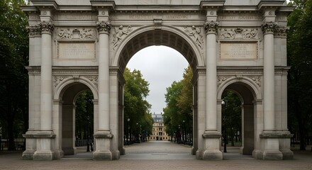 Obraz premium Grand Neoclassical Archway with Intricate Details and High Columns