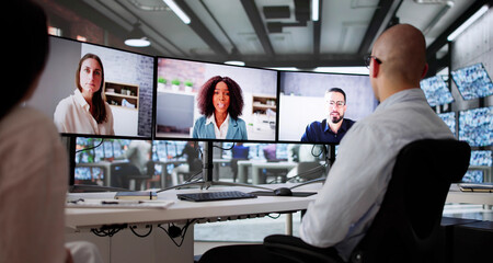 Virtual Business Meeting On Computer